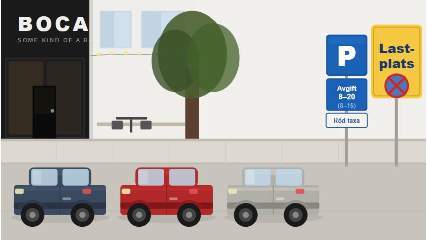 Parkera bilen utanför Boca, men endast stanna och lasta utanför Willes